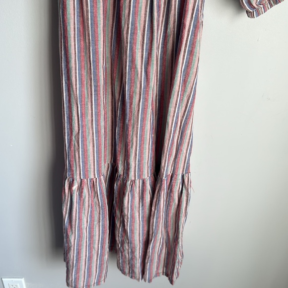 Marine Layer Ivy Smocked Linen Blend Striped Maxi Dress in Brick XS - Picture 7 of 14